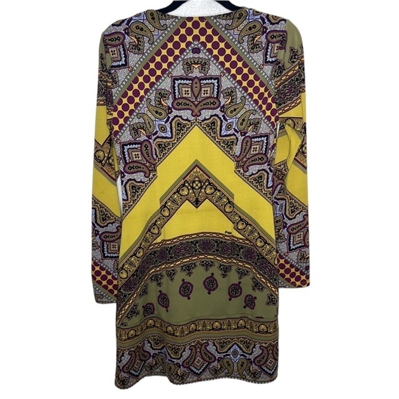 Hale Bob Bright Paisley Pattern Gold Long Sleeve Dress Sz S SPOT - Picture 6 of 6